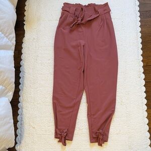 Grace Karin Mauve Tie-Front Cropped Pants